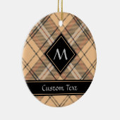 Beige en bruine Tartan Keramisch Ornament (Rechts)