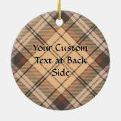 Beige en bruine Tartan Keramisch Ornament (Achterkant)