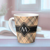 Beige en bruine Tartan Latte Mok