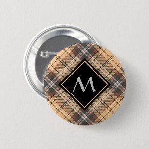 Beige en bruine Tartan Ronde Button 5,7 Cm
