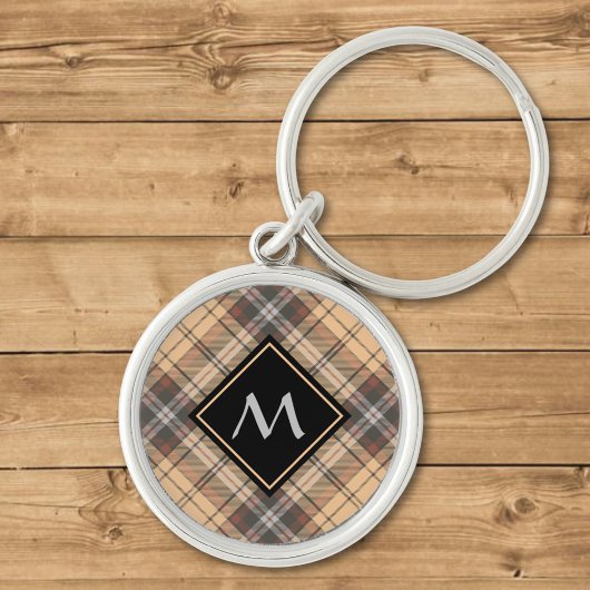 Beige en bruine Tartan Sleutelhanger