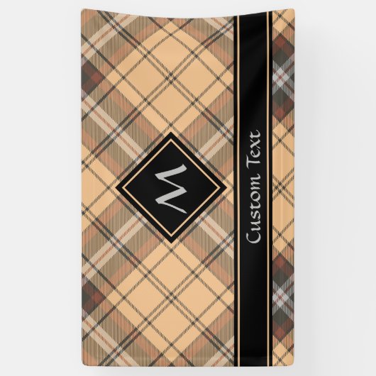 Beige en bruine Tartan Spandoek (Verticaal)