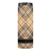 Beige en bruine Tartan Thermosbeker (Achterkant)