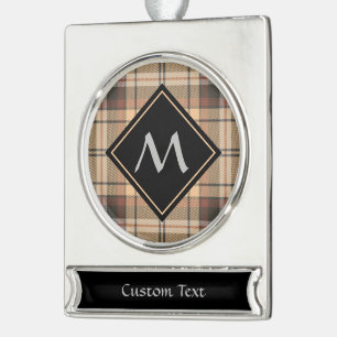 Beige en bruine Tartan Verzilverd Banner Ornament