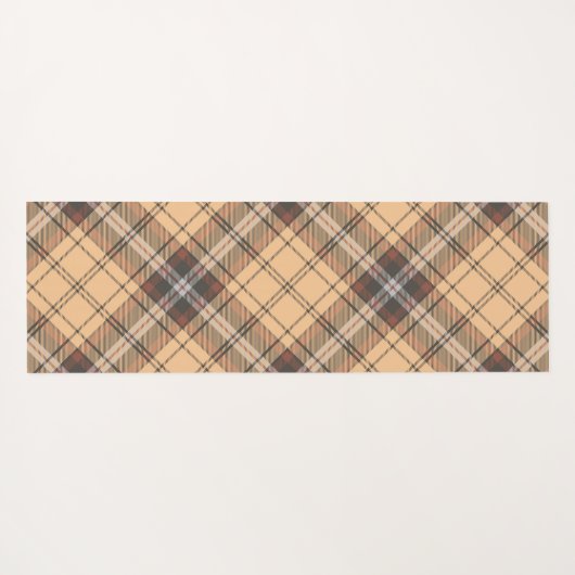 Beige en bruine Tartan Yogamat (Achterkant (horizontaal))