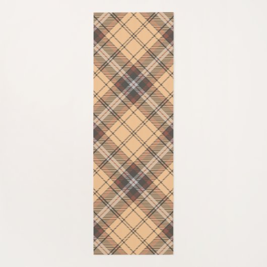 Beige en bruine Tartan Yogamat (Achterkant)