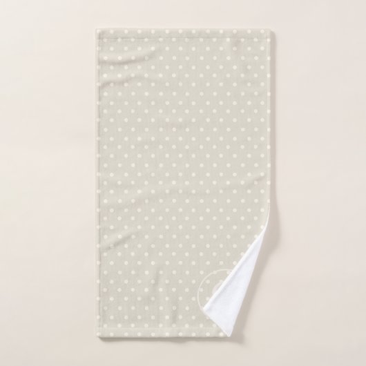 Beige en Cream Polka Dot Monogram Bad Handdoek (Handdoek)