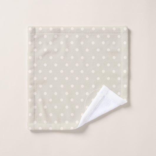 Beige en Cream Polka Dot Monogram Bad Handdoek (Wasdoekje)