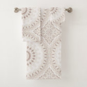 Beige en crème Mandala patroon Bad Handdoek (Insitu)