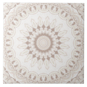 Beige en crème Mandala patroon Tegeltje