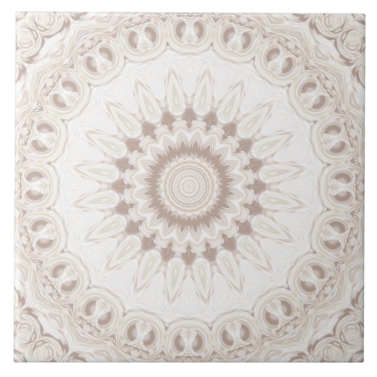 Beige en crème Mandala patroon Tegeltje (Voorkant)