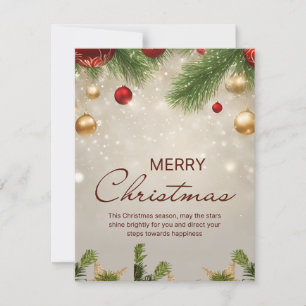 Beige en crème vrolijke kerstflyer feestdagenkaart
