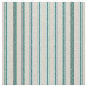 Beige en Donker Blauwgroen Classic Ticking Stripes Stof