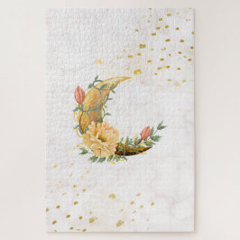 Beige en gele botanische maan grafisch legpuzzel