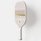 Beige en Gold Neutraal Monogram Pickleball Paddle (Links)