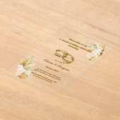 Beige en gouden eenvoudige acryl trouwkaarten acryl uitnodigingen (Laagn)