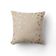 Beige en Gouden Glitter Polka Dot Pillow