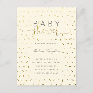 Beige en goudprinkle Genderneutraal Baby shower Uitnodiging Briefkaart