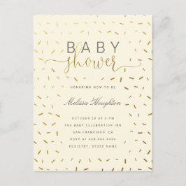Beige en goudprinkle Genderneutraal Baby shower Uitnodiging Briefkaart