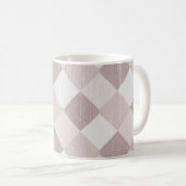 Beige en grijs geometrisch patchworkpatroon schuin koffiemok (Voorkant rechts)