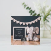 beige en grijs Minimalistische zwangerschapsaankon Kaart (Staand voorkant)