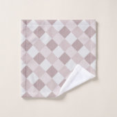 Beige en Grijze Geometrische Patchwork Patroon Obl Bad Handdoek (Wasdoekje)