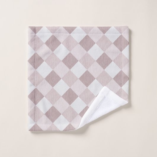 Beige en Grijze Geometrische Patchwork Patroon Obl Bad Handdoek (Wasdoekje)