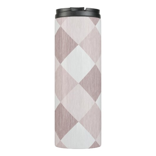 Beige en Grijze Geometrische Patchwork Patroon Obl Thermosbeker (Achterkant)