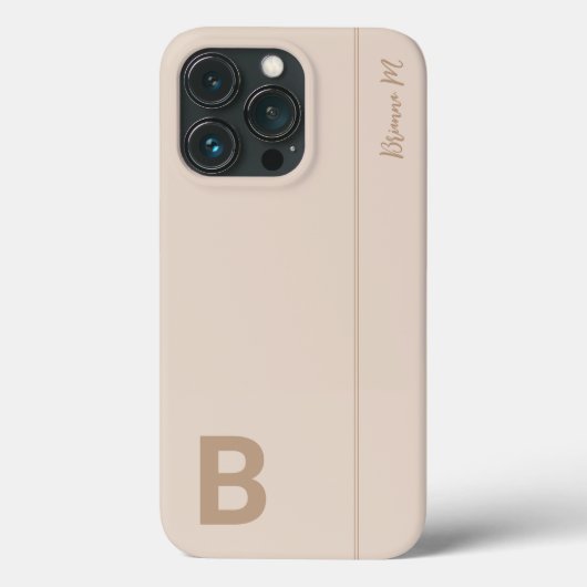 Beige en grijze minieme moderne monogram Initiaal Case-Mate iPhone Case (Achterkant)