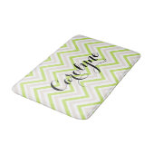 Beige en groene dunne Chevron Patroon Gepersonalis Badmat (Gekanteld)