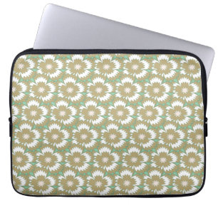 beige en groene floraal Dianthus Barbatus Laptop Sleeve