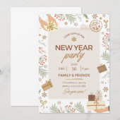 Beige en groene vrolijke kerstvakantie Kaart (Voorkant / Achterkant)