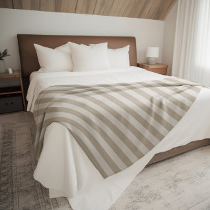 Beige en ivoren strepen Moderne boerderij groot Fleece Deken