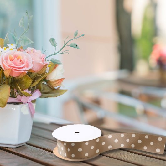 Beige en latte Polka dot Lint