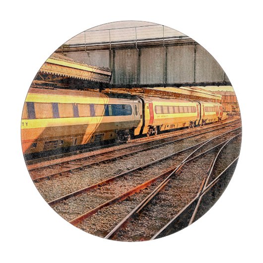 Beige en Maroon trein Snijplank (Voorkant)