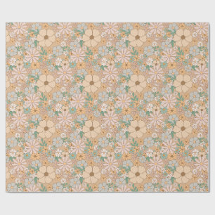 Beige en mintgroene bloemen met zachte vintage uit cadeaupapier
