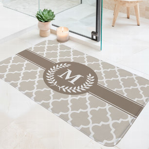 Beige en Mocha Marokkaans Monogram Badmat