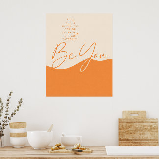 Beige en oranje empowerende quote – minimalistisch poster