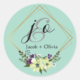 Beige en Peach Creatieve Minimalistische bruiloft  Ronde Sticker