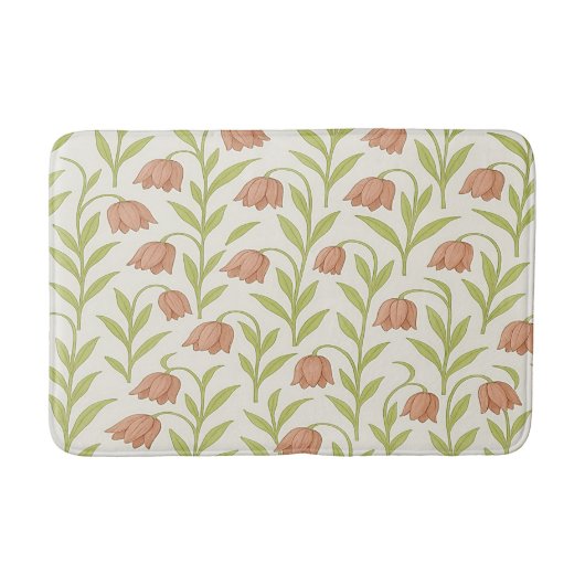 Beige en roze bloemen badmat (Voorkant)