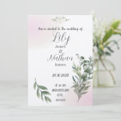 Beige en roze huwelijksuitnodiging sjabloon kaart (Staand voorkant)