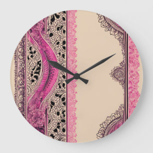 Beige en roze kant AI-kunst Grote Klok