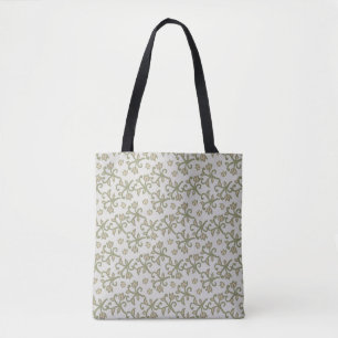 Beige en Sage Green Elegante Bloemrijke Vines Patt Draagtas