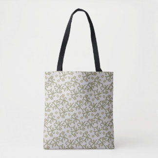 Beige en Sage Green Elegante Bloemrijke Vines Patt Draagtas