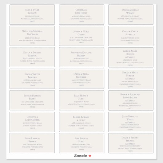 Beige en Stusty Paarse Guest Adresetiketten Sticker (Vel)