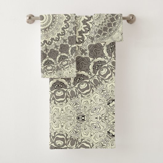 Beige en Taupe Mandala Patroonontwerp Bad Handdoek (Insitu)