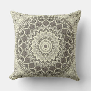 Beige en Taupe Mandala Patroonontwerp Kussen