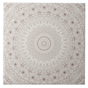 Beige en Taupe Mandala Patroonontwerp Tegeltje