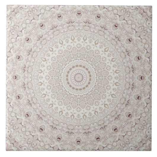 Beige en Taupe Mandala Patroonontwerp Tegeltje (Voorkant)