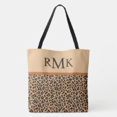 Beige en Terracotta Luipaard Print Custom Monogram Draagtas (Achterkant)